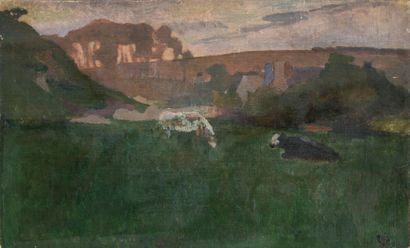 null Georges CHAUDET (1870-1899)
Cows in the meadow
Oil on canvas monogrammed
47...