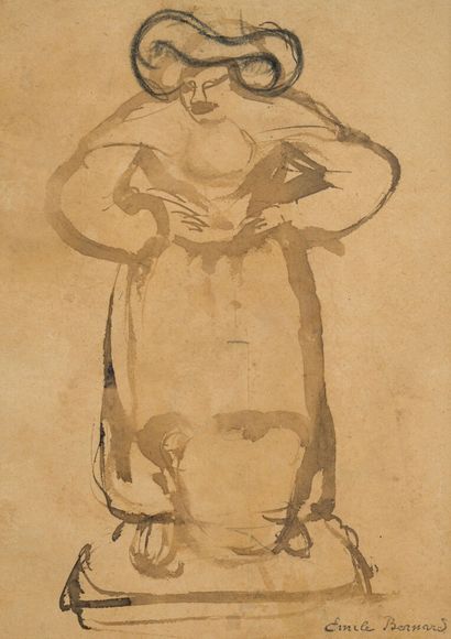 null Emile BERNARD (1868-1941)
Portrait of a Breton Woman
Ink on paper, stamp of...