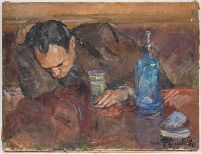 null Carlo CHERUBINI (1897-1978)
Man dozing in a bistro
Oil on canvas signed lower...