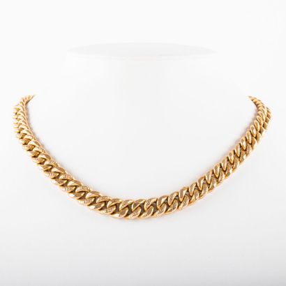 Choker necklace, 18 K gold curb chain link...