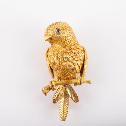 null VAN CLEEF & ARPELS & Georges L'ENFANT.
Sparrow clip" brooch in 18 K gold with...