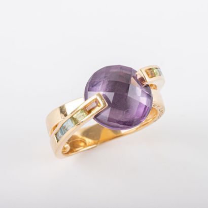 Guy LAROCHE: 
Faceted amethyst ring with...