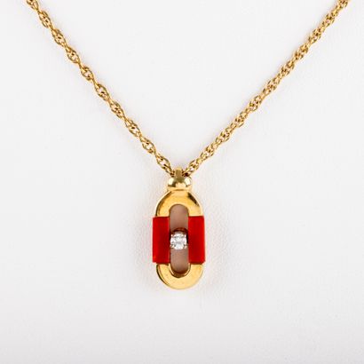 18K gold pendant chain, brilliant-cut diamonds,...