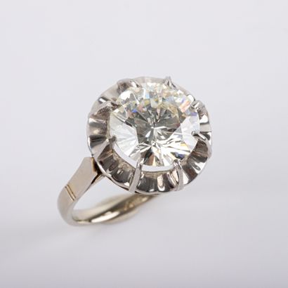 null Bague solitaire diamant taille brillant, 3.38 carats, couleur K, pureté SI1,...