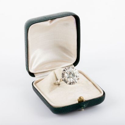 null Bague solitaire diamant taille brillant, 3.38 carats, couleur K, pureté SI1,...