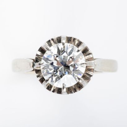 null Bague solitaire diamant taille brillant, 1.81 carat, couleur G, pureté VS2,...