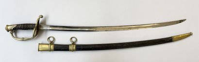 null French infantry officer's saber model 1821. Curved blade with groove, counter-edge...