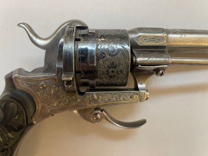 null Belgian-made Lefaucheux revolver in 7mm pinfire caliber, folding trigger, octagonal...
