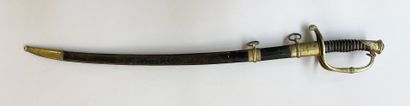 null French infantry officer's saber model 1821. Curved blade with groove, counter-edge...