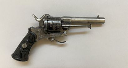 null Belgian-made Lefaucheux revolver in 7mm pinfire caliber, folding trigger, octagonal...