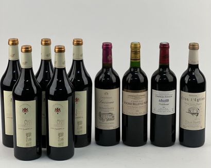 null 9 bottles: 5 CLOS LES LUNELLES 2006 Côtes de Castillon, 1 CHÂTEAU ROCHER BELLEVUE...