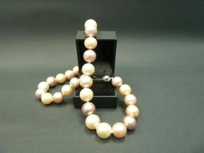 null Collier de perles de culture diamètre de 11,5 à 14,5 mm environ.
Fermoir or...