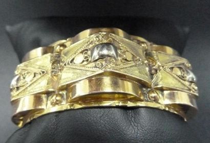Bracelet demi-jonc à charnière en or et or...