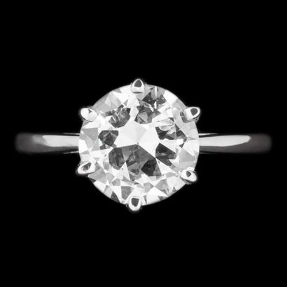 null Bague solitaire diamant demi-taille 2,21 carats, couleur L, pureté SI2, certificat...