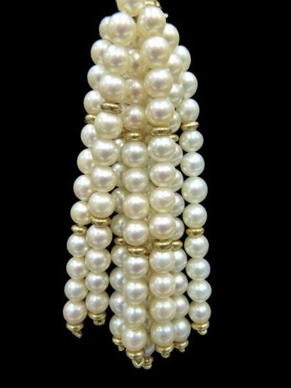 null Collier double rang de perles de culture "akoya" de 4 à 4,5 mm de diamètre environ,...