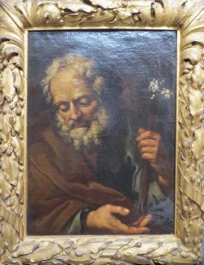 null ECOLE ITALIENNE du XVIIIe
Saint tenant une canne fleurie
Huile sur toile
62...