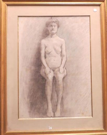 null Roger DE LA FRESNAYE (1885- 1925) 
Etude de nu 
Crayon et rehauts de gouache...