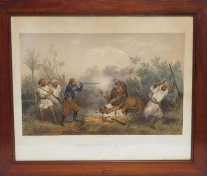 null François GRENIER (d'après)
"Gérard et la chasse au lion"
Lithographie en couleur
56...