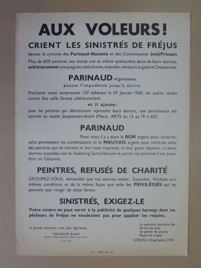 null Bernard LORJOU
"Aux Voleurs crient les sinistrés de Fréjus..."
Affiche, 1960
45...