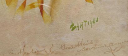 null Louis LARTIGAU (XIX-XX)
Jeune algérienne au foulard vert
Aquarelle signée et...