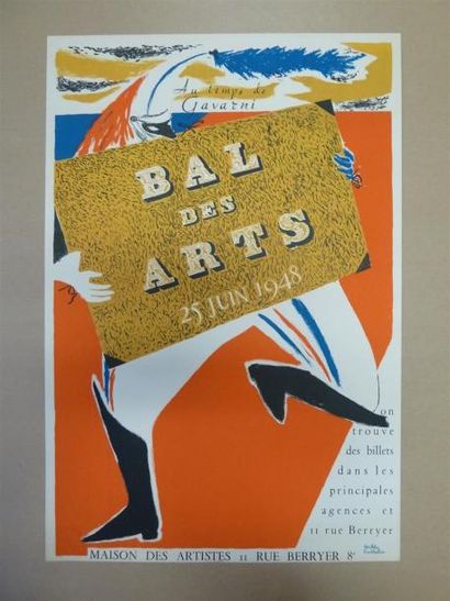 null Lot de deux affiches : Bal des Arts
- Paul Colin, 1949 - Tampon de la Fondation...