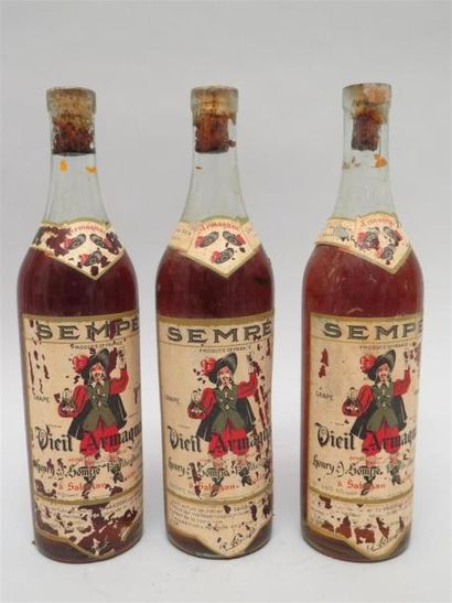 3 bouteilles Vieil Armagnac - Sempé à Sabazan...