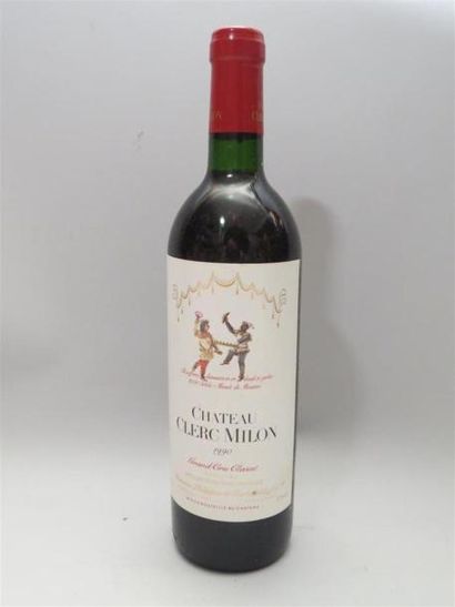 null 12 bouteilles Château Cler Milon - 1990 - (7 J - 4 TLB - 1 LB) (étiquettes jaunies)...