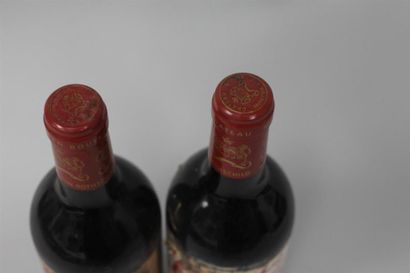null 2 bouteilles Château Mouton Rotschild - 1995 
(1 J - Etiquettes fanées, effacées...
