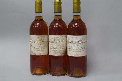 null 3 bouteilles Château Climens - Sauternes-Barsac - 1990 - (Etiquettes légèrement...