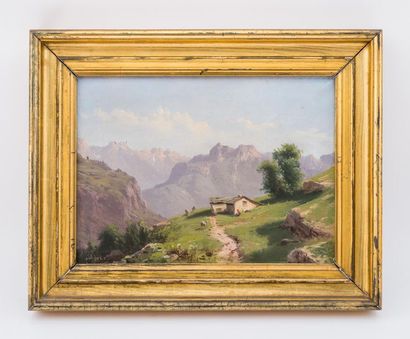 null Alfred GODCHAUX (1835-1895)
Paysage de montagne
Huile sur toile signée à l'aiguille...