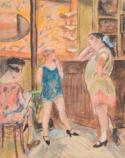 null Jean LAUNOIS (1898 -1942) 
Au bar
Crayons gras signé en bas à droite
55 x 44...