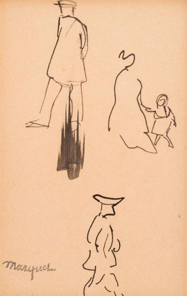 null Albert MARQUET (1875-1947)
Etude personnage
Encre, cachet de l'atelier en bas...