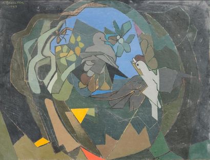 null André BEAUDIN (1895-1979)
L'oiseau et la mouche
Huile sur toile, signée en haut...