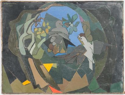 null André BEAUDIN (1895-1979)
L'oiseau et la mouche
Huile sur toile, signée en haut...