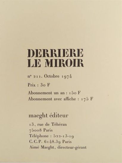 null FIEDLER (François). Derrière le miroir, n° 211. Ibid., octobre 1974. Envoi autographe...