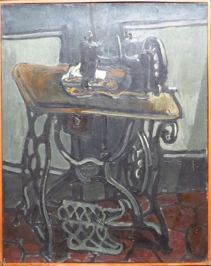 null Jean ARENE (attribué à)
La machine à coudre
Huile sur toile 
73 x 92 cm
(ac...