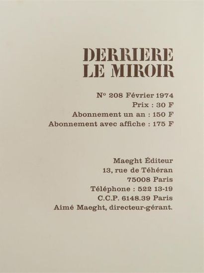 null RIOPELLE (Jean-Paul). Derrière le miroir, n° 208. Ibid., février 1974. Envoi...