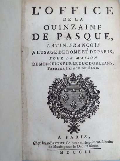 null [RELIURE ARMORIÉE]. L'Office de la quinzaine de Pasque, latin-françois à l'usage...