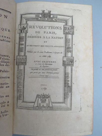 null PRUDHOMME (Louis Marie). Révolutions de Paris, dédiées à la Nation et au district...