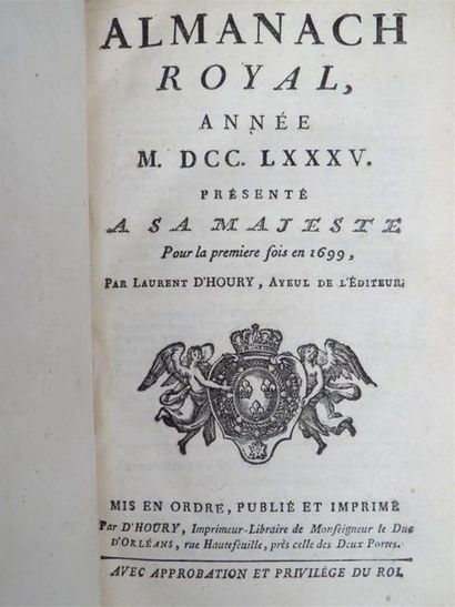null [RELIURE ARMORIÉE]. Almanach Royal, année M. DCC. LXXXV.
In-8 maroquin rouge,...