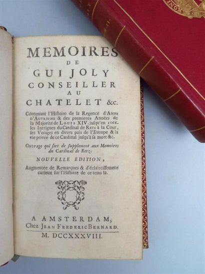 null [JOLY (Guy)]. Mémoires de Guijoly.
Deux volumes in-12 maroquin rouge, encadrement...