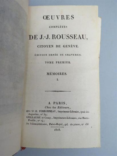 null ROUSSEAU (J.-J.). Oeuvres Complètes.
17/22 tomes in-12 demi-basane fauve, dos...