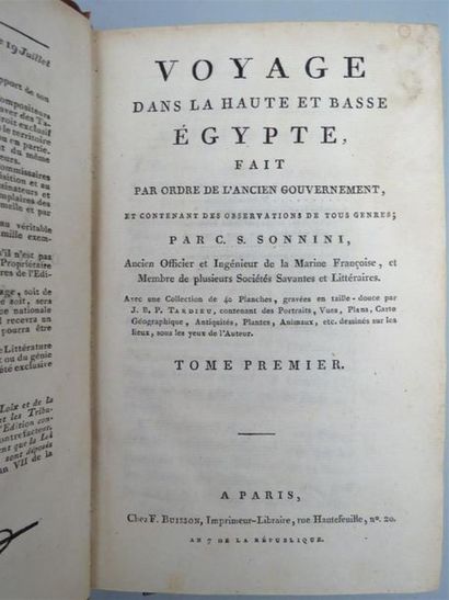 null SONNINI (C. S.) Voyage dans la Haute et la Basse Egypte.	 
Trois volumes in-8...