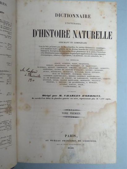 null ORBIGNY (Charles d'). Dictionnaire universel d'histoire naturelle.
15 volumes...