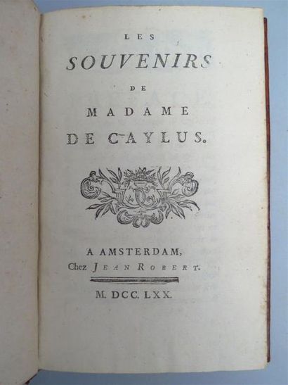 null CAYLUS (Marquise de). Les Souvenirs de Madame de Caylus.
In-8 veau fauve marbré,...