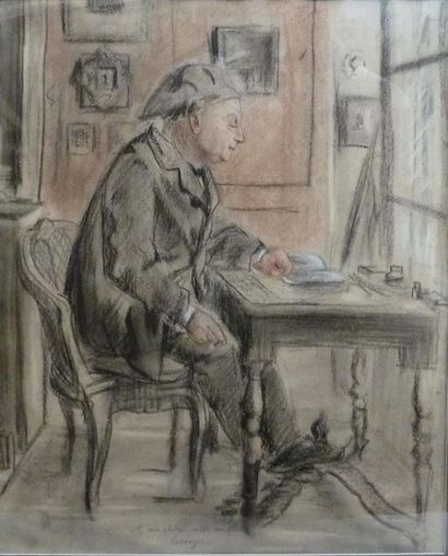 null Georges Antoine ROCHEGROSSE (1859-1938)
Théodore de Banville à sa table de travail
Dessin...