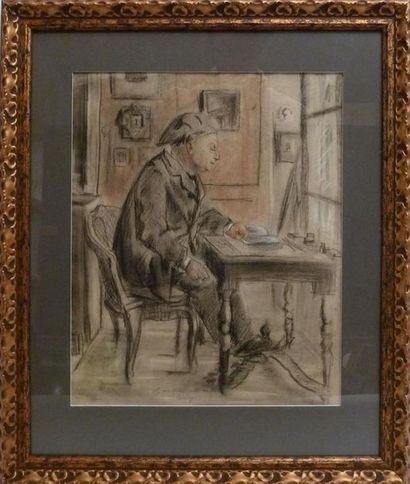 null Georges Antoine ROCHEGROSSE (1859-1938)
Théodore de Banville à sa table de travail
Dessin...