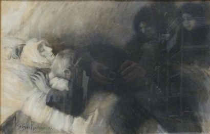 null Georges Antoine ROCHEGROSSE (1859-1938)
"l'artiste pleurant Marie, son épouse"
Gouache...
