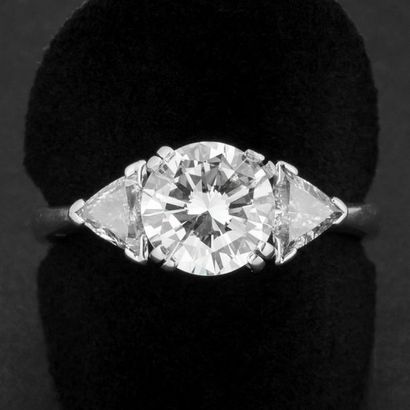 null Bague diamant taille brillant 2 carats, couleur I, pureté SI2, sans fluorescence,...