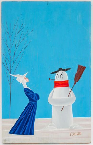 null Veniero CANEVARI (1926-1988)
La nonne et le bonhomme de neige
Huile sur panneau...